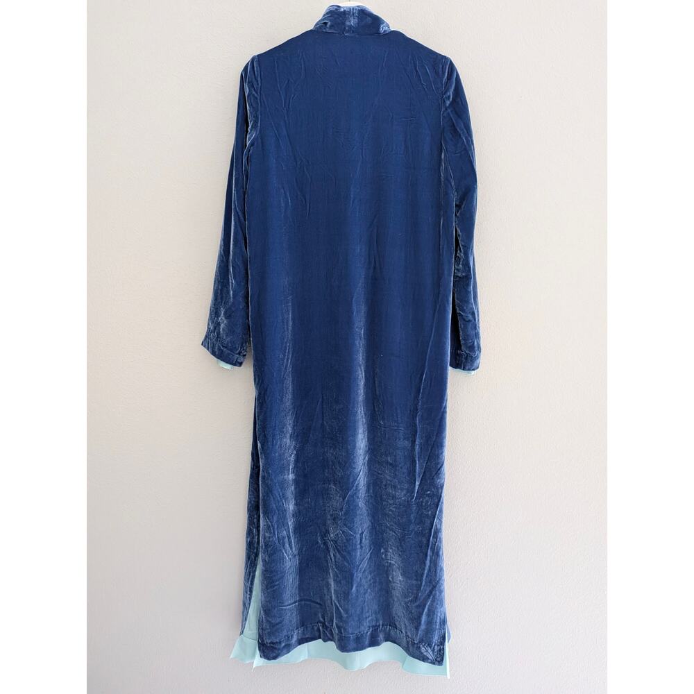 For Love & Lemons Nadine Velvet Coat Cobalt Blue Size Small Long Trench Duster - Picture 3 of 10
